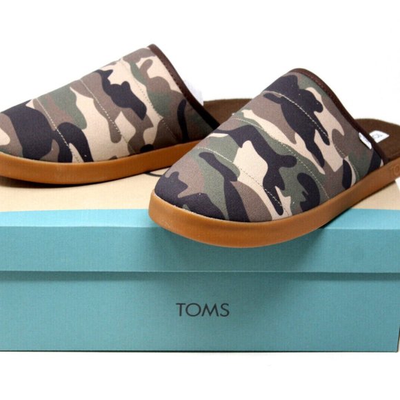 Tom's Men's Harbor Slipper, size 10.5, green woodland camouflage print, quilted - Picture 8 of 10